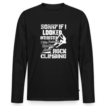 Rock Climbing Thinking About Rock Climbing - Men's Premium Organic Long Sleeve Shirt - black - Front - Nico (187cm)