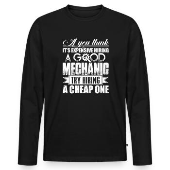 Mechanic Good Mechanic - Men's Premium Organic Long Sleeve Shirt - black - Front - Nico (187cm)