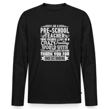Preschool Teacher I am A Preschool Teacher - Men's Premium Organic Long Sleeve Shirt - black - Front - Nico (187cm)