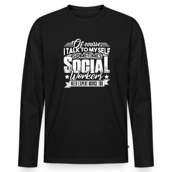 Social Worker Needs Expert Advice - Men's Premium Organic Long Sleeve Shirt - black - Front - Nico (187cm)