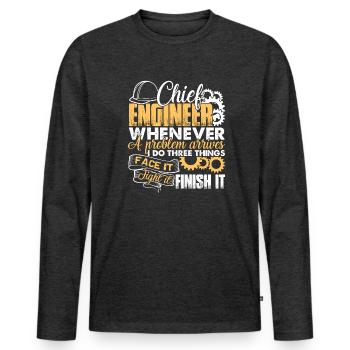 Chief Engineer Solves Problem - Men's Premium Organic Long Sleeve Shirt - heather anthracite - Front - Nico (187cm)