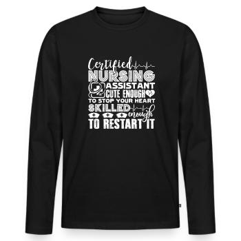 CNA Skilled CNA - Men's Premium Organic Long Sleeve Shirt - black - Front - Nico (187cm)
