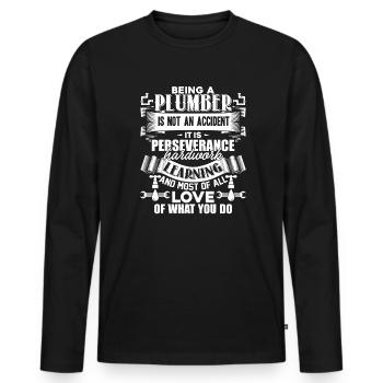 Plumber Being A Plumber - Men's Premium Organic Long Sleeve Shirt - black - Front - Nico (187cm)