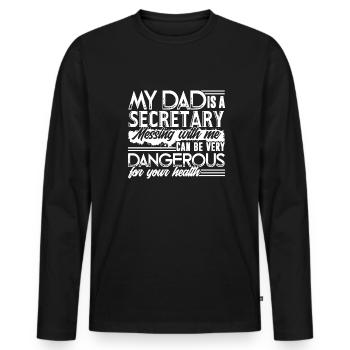 Secretary My Dad Is A Secretary - Men's Premium Organic Long Sleeve Shirt - black - Front - Nico (187cm)