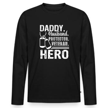 Veteran Daddy Veteran Hero - Men's Premium Organic Long Sleeve Shirt - black - Front - Nico (187cm)