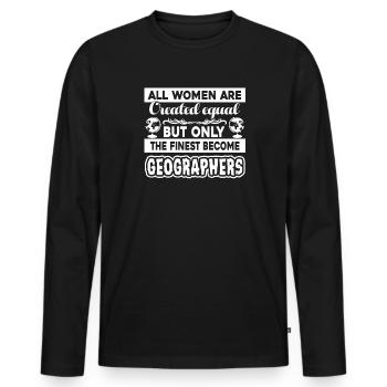 The Finest Become Geographers - Men's Premium Organic Long Sleeve Shirt - black - Front - Nico (187cm)