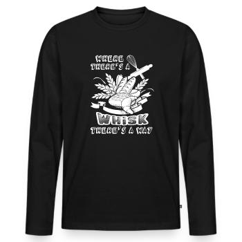 Baker Where There's A Whisk There's A Way - Men's Premium Organic Long Sleeve Shirt - black - Front - Nico (187cm)