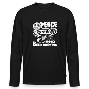 Beer Brewing Peace Love Beer Brewing - Men's Premium Organic Long Sleeve Shirt - black - Front - Nico (187cm)