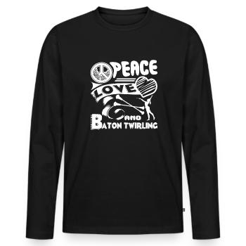 Baton Twirling Peace Love Baton twirling - Men's Premium Organic Long Sleeve Shirt - black - Front - Nico (187cm)