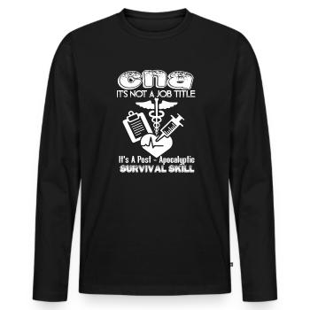 CNA Is Not A Job Title - Men's Premium Organic Long Sleeve Shirt - black - Front - Nico (187cm)