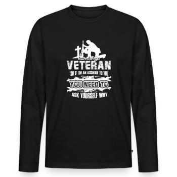 Veteran I am A Nice Veteran - Men's Premium Organic Long Sleeve Shirt - black - Front - Nico (187cm)