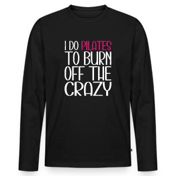Je fais du Pilates pour brûler des fous - T-shirt manches longues Premium bio Homme - noir - Devant - Nico (187cm)