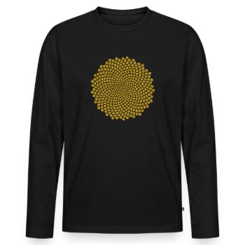 Sunflower Seed, Fibonacci spiral, Golden Ratio - Men's Premium Organic Long Sleeve Shirt - black - Front - Nico (187cm)