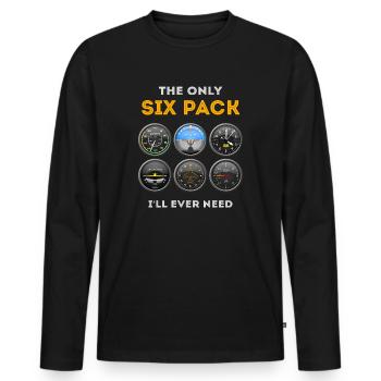 Pilot Aviation Flugzeug Flieger Shirt Sixpack - Männer Premium Bio Langarmshirt - Schwarz - Vorne - Nico (187cm)