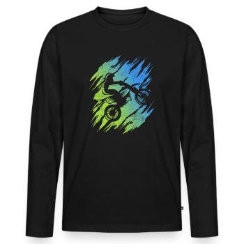 Motocross Dirt Bike Motorrad Offroad Moto-Cross - Männer Premium Bio Langarmshirt - Schwarz - Vorne - Nico (187cm)