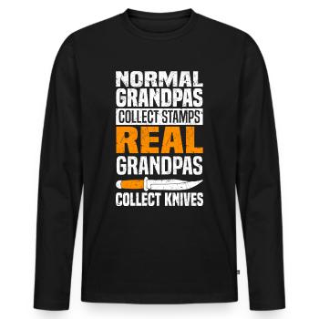 Collect knives - Men's Premium Organic Long Sleeve Shirt - black - Front - Nico (187cm)