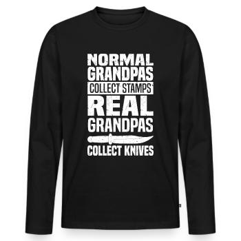 Knife Lover Gifts | Knife Knife Collector - Men's Premium Organic Long Sleeve Shirt - black - Front - Nico (187cm)