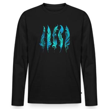 Federn Boho Ethno Style Muster Tribal Indianer - Männer Premium Bio Langarmshirt - Schwarz - Vorne - Nico (187cm)