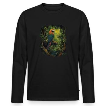 Bébé perroquet Oiseau Ara Wilderness - T-shirt manches longues Premium bio Homme - noir - Devant - Nico (187cm)