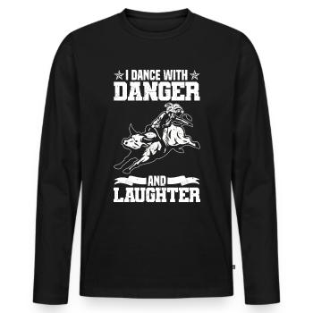 Cowboy - Männer Premium Bio Langarmshirt - Schwarz - Vorne - Nico (187cm)