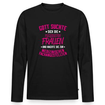 Medical Assistant MFA Gift - Men's Premium Organic Long Sleeve Shirt - black - Front - Nico (187cm)
