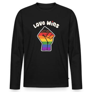 L’amour gagne le poing de la fierté alternative pour l’égalité - T-shirt manches longues Premium bio Homme - noir - Devant - Nico (187cm)