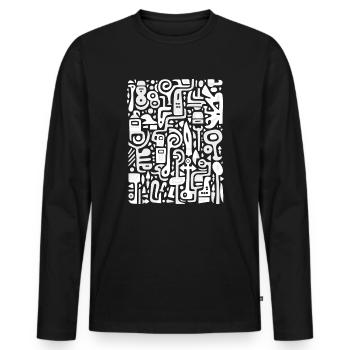 Abstract Symbolic Pattern - Männer Premium Bio Langarmshirt - Schwarz - Vorne - Nico (187cm)