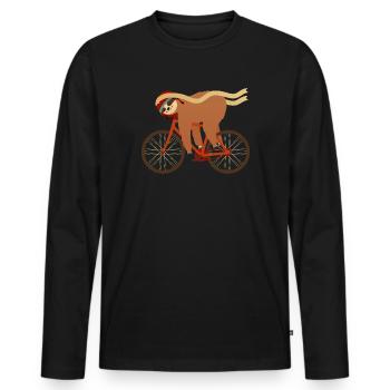 Sloth Sleeping On Bicycle - T-shirt manches longues Premium bio Homme - noir - Devant - Nico (187cm)