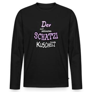 Schatzi kuscheln lustiger Spruch - Männer Premium Bio Langarmshirt - Schwarz - Vorne - Nico (187cm)