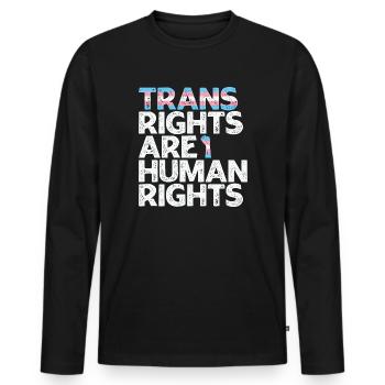 LBGT Flag Gay Pride Trans rights are human rights - Men's Premium Organic Long Sleeve Shirt - black - Front - Nico (187cm)