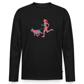 Canicross Läuferin Geländelauf Canicross Frauen - Männer Premium Bio Langarmshirt - Schwarz - Vorne - Nico (187cm)