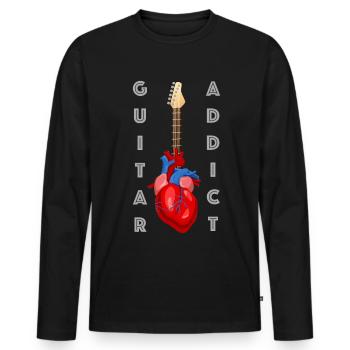 | addicted to guitars Guitar, Music, Music School - Men's Premium Organic Long Sleeve Shirt - black - Front - Nico (187cm)