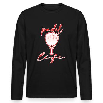 Padel Padel tennis Padel fashion PADEL-life - Men's Premium Organic Long Sleeve Shirt - black - Front - Nico (187cm)
