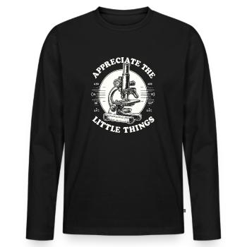 Microscope - T-shirt manches longues Premium bio Homme - noir - Devant - Nico (187cm)