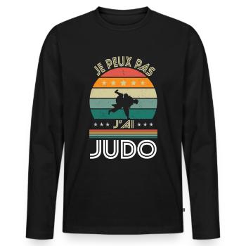 Ich kann nicht Ich habe Judo - Judoka Geschenkidee - Männer Premium Bio Langarmshirt - Schwarz - Vorne - Nico (187cm)
