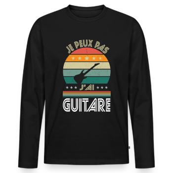 I Can't I Have Guitar - Gitarrist Geschenkidee - Männer Premium Bio Langarmshirt - Schwarz - Vorne - Nico (187cm)