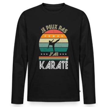 Je peux pas j'ai karaté - Idée Cadeau Karatéka - T-shirt manches longues Premium bio Homme - noir - Devant - Nico (187cm)