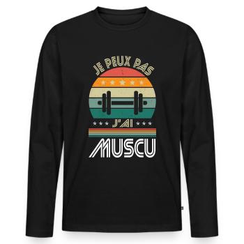 I Can't I Have Bodybuilding - Bodybuilding Gift Idea - Men's Premium Organic Long Sleeve Shirt - black - Front - Nico (187cm)