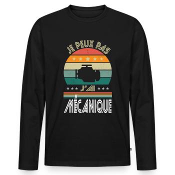 Je peux pas j'ai Mécanique - Idée Cadeau Mécano - T-shirt manches longues Premium bio Homme - noir - Devant - Nico (187cm)