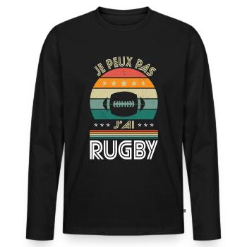 I Can't I Have Rugby - Rugby Man Geschenkidee - Männer Premium Bio Langarmshirt - Schwarz - Vorne - Nico (187cm)