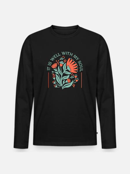 Flowers and soul - Men's Premium Organic Long Sleeve Shirt - black