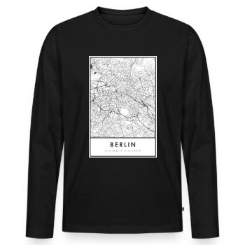 Carte de Berlin Carte de la ville Carte de la ville - T-shirt manches longues Premium bio Homme - noir - Devant - Nico (187cm)