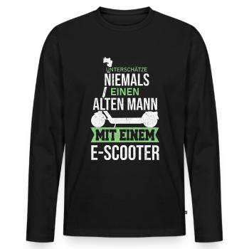 E Scooter Roller Elektroroller - Männer Premium Bio Langarmshirt - Schwarz - Vorne - Nico (187cm)
