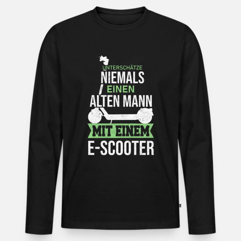 E Scooter Roller Elektroroller - Männer Premium Bio Langarmshirt - Schwarz