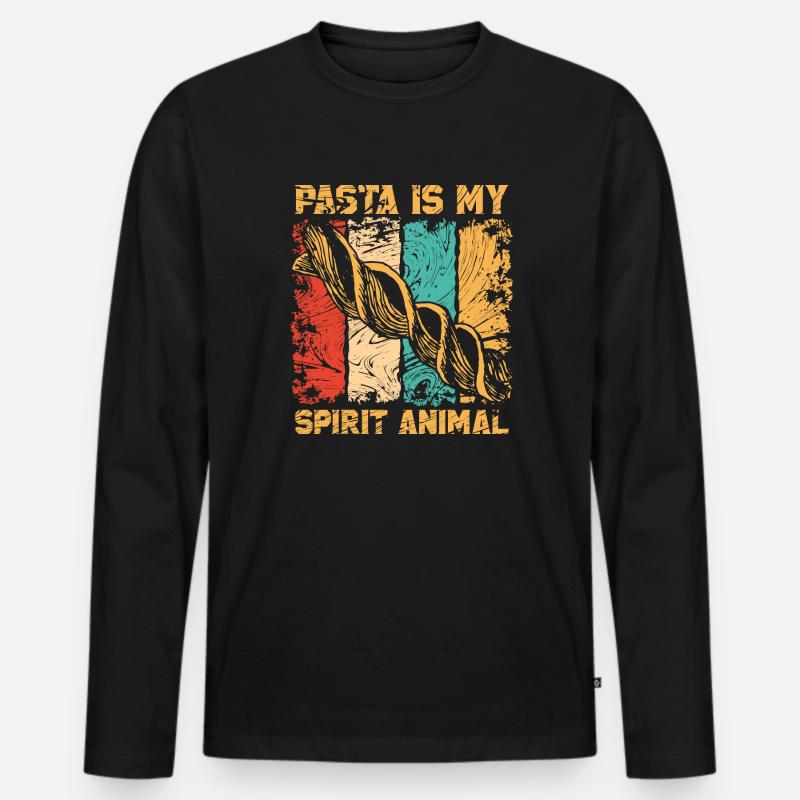 Pasta Nudel Geschenk - Männer Premium Bio Langarmshirt - Schwarz