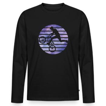 BMX Roue Sport extrême BMX Trick Halfpipe - T-shirt manches longues Premium bio Homme - noir - Devant - Nico (187cm)