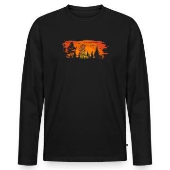 Sonnenaufgang Wald Felsformation Fichtelgebirge - Männer Premium Bio Langarmshirt - Schwarz - Vorne - Nico (187cm)