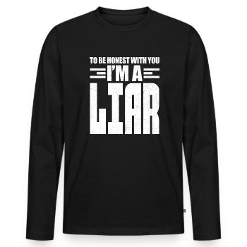 Pour être honnête, je suis un menteur - T-shirt manches longues Premium bio Homme - noir - Devant - Nico (187cm)