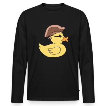 Pirate Rubber Duck Caribbean Buccaneer Duckie Boy - Men's Premium Organic Long Sleeve Shirt - black - Front - Nico (187cm)