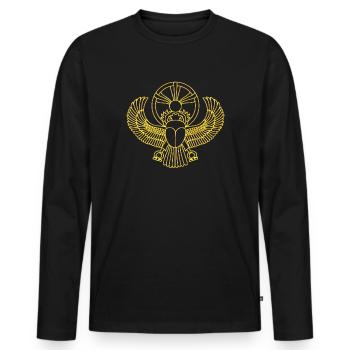 Scarab Sun Egypt Lucky Charm Protective Symbol - Men's Premium Organic Long Sleeve Shirt - black - Front - Nico (187cm)